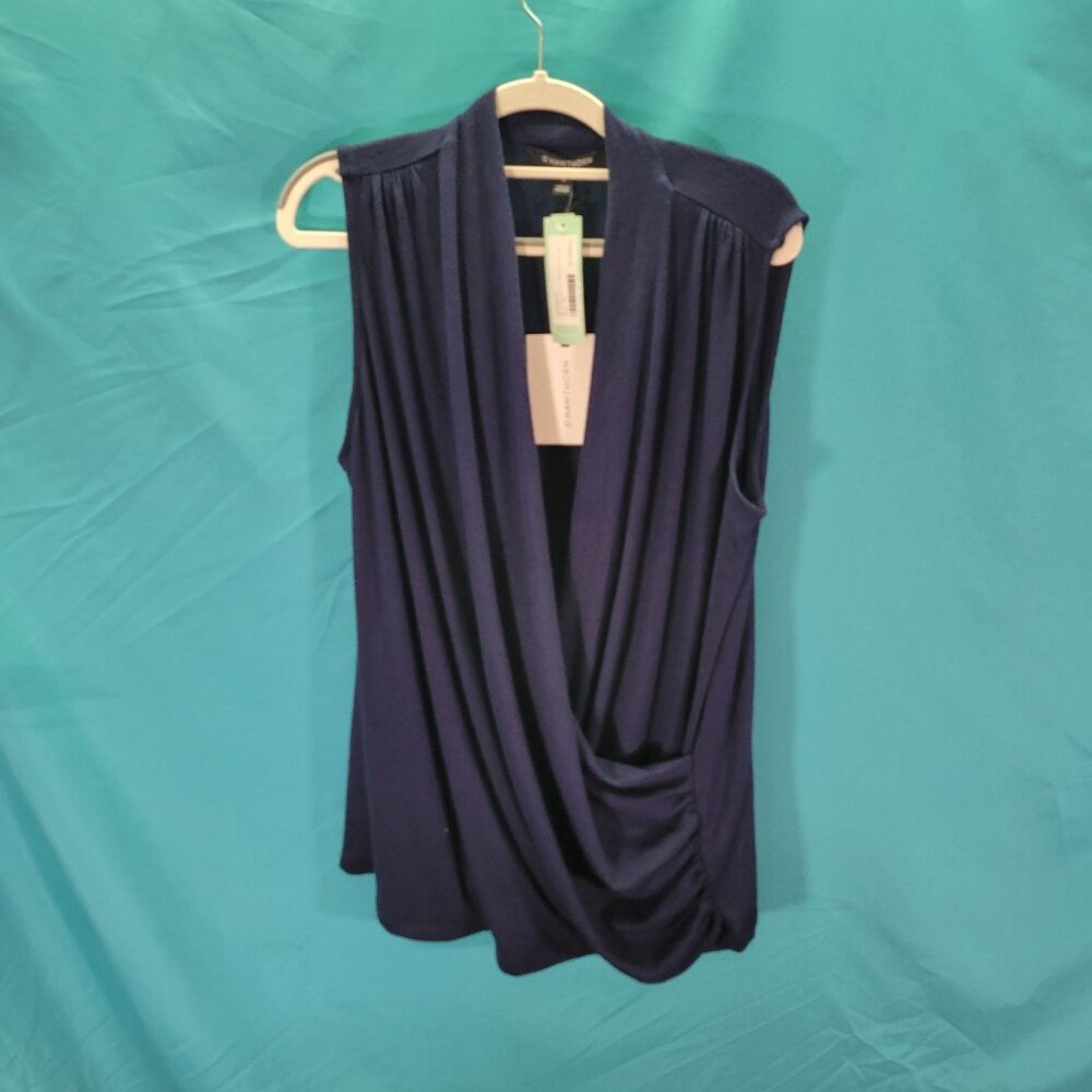 41 Hawthorn Navy Blue Sleeveless Drape Front Knit Top XXL